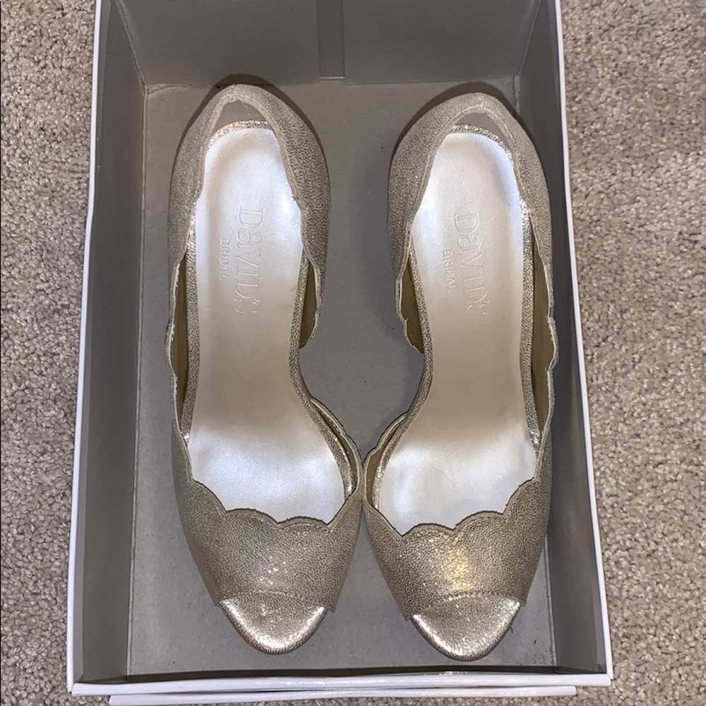 David’s Bridal Gold Heel
